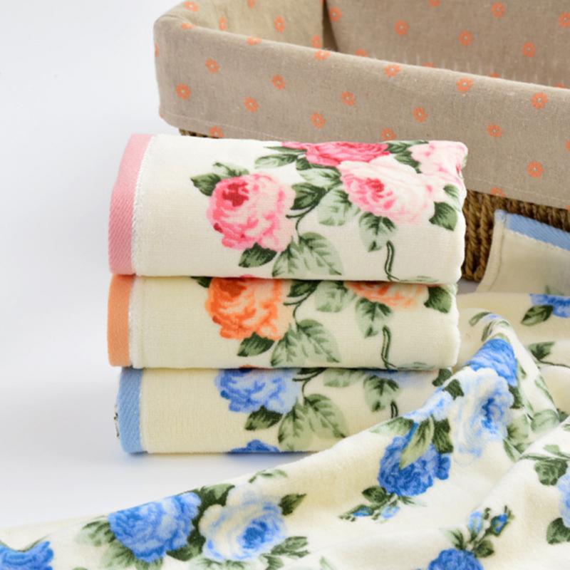 1pc Peony Flower Printing Towels Cotton Quick Dry Bathroom Towels Face Cloth Household Textile Hotel Supplies