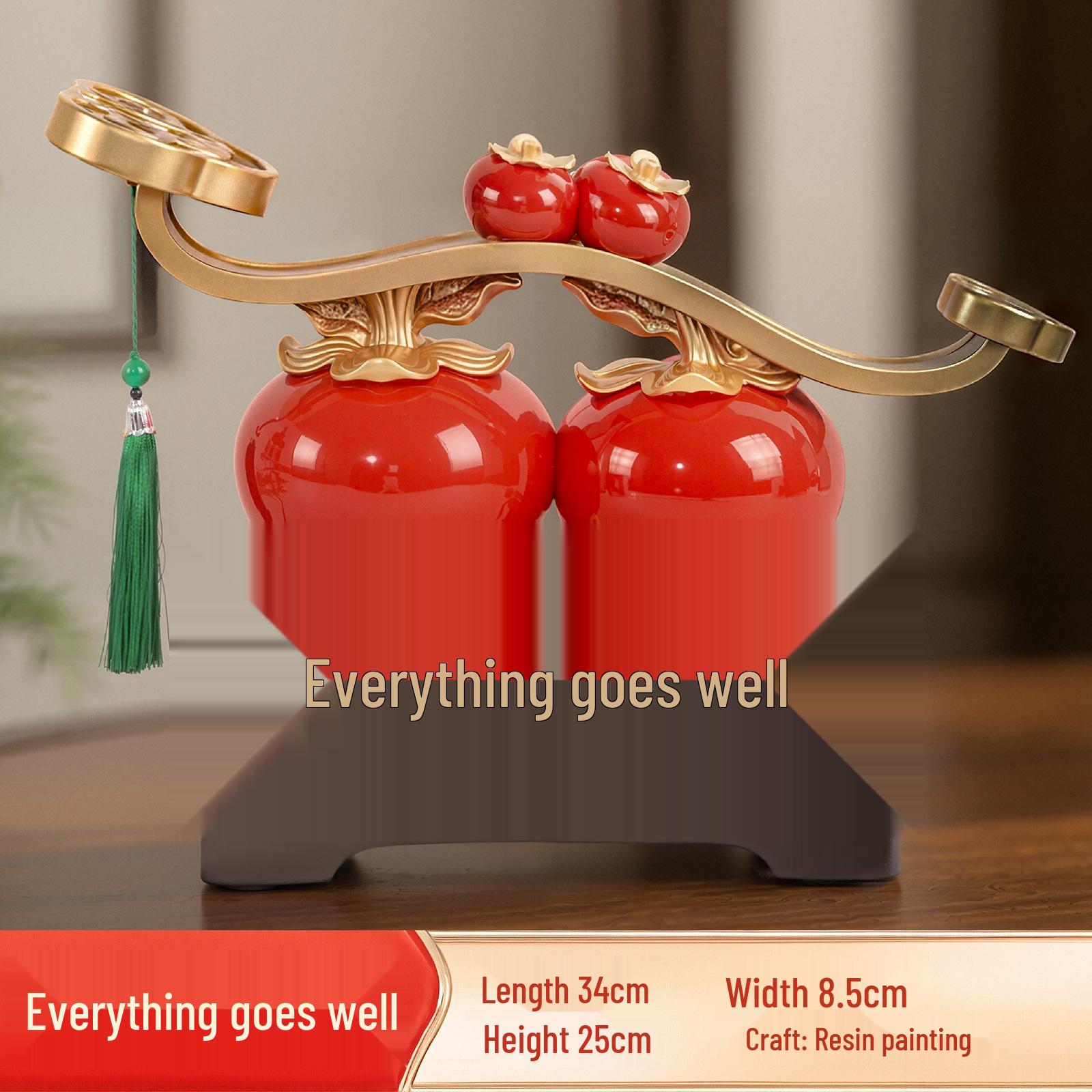

Persimmon Ruyi Success Ornament: Living Room, Entrance, Wine Cabinet Decoration, Housewarming Gift, Resin Painted.
