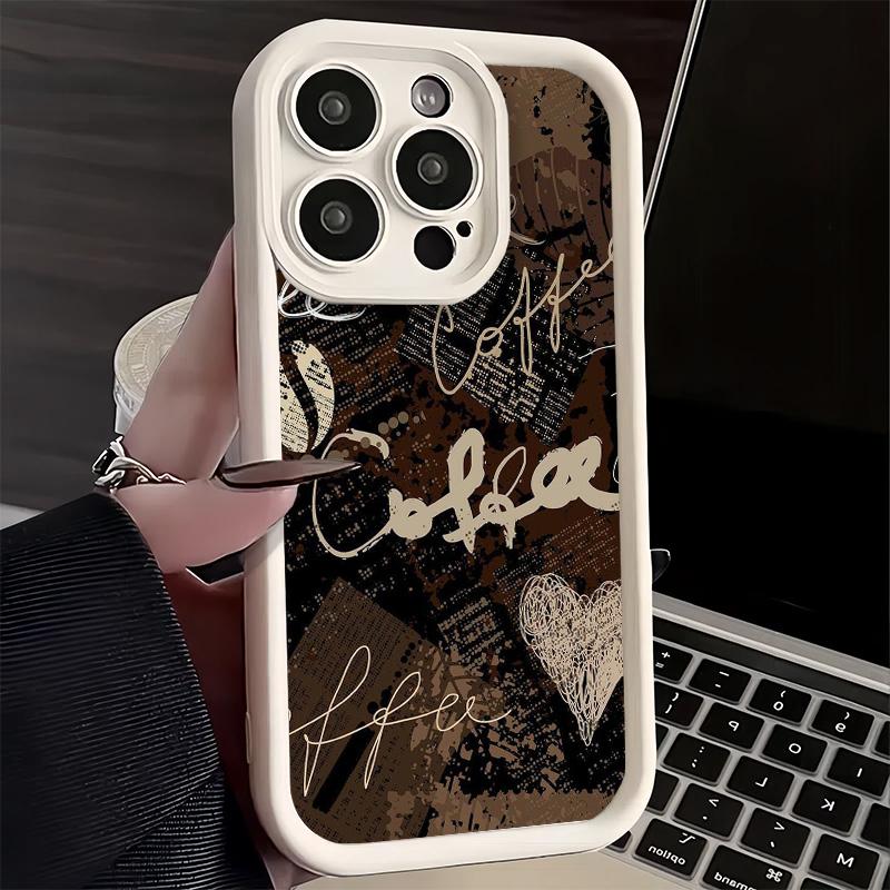 Phone Case for iPhone 17 Air 16E 15 16 Pro Max Black Coffee Fashion Style Cover 14 Plus 13 12 Mini Soft Shell Silicone Fundas