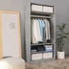 Wardrobe Cement Grey 100 X 50 X 200 Cm Chipboard