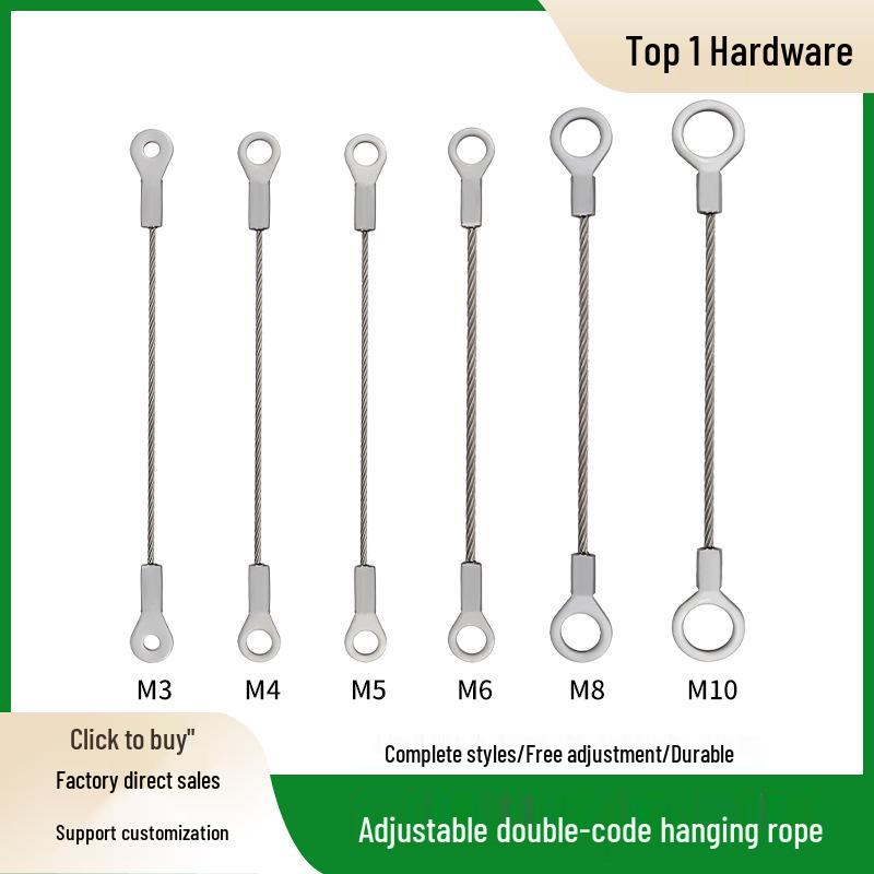 304 Stainless Steel Double-Ended Crimped Fish Eye Terminal Lighting Fixture Safety Wire Rope 0.1m M4 + 1.5mm wire