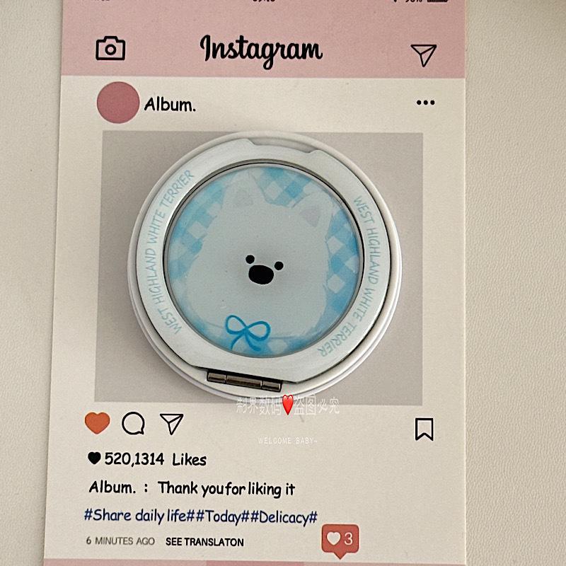 Blue Plaid Puppy Rotating Magnetic MagSafe Phone Stand