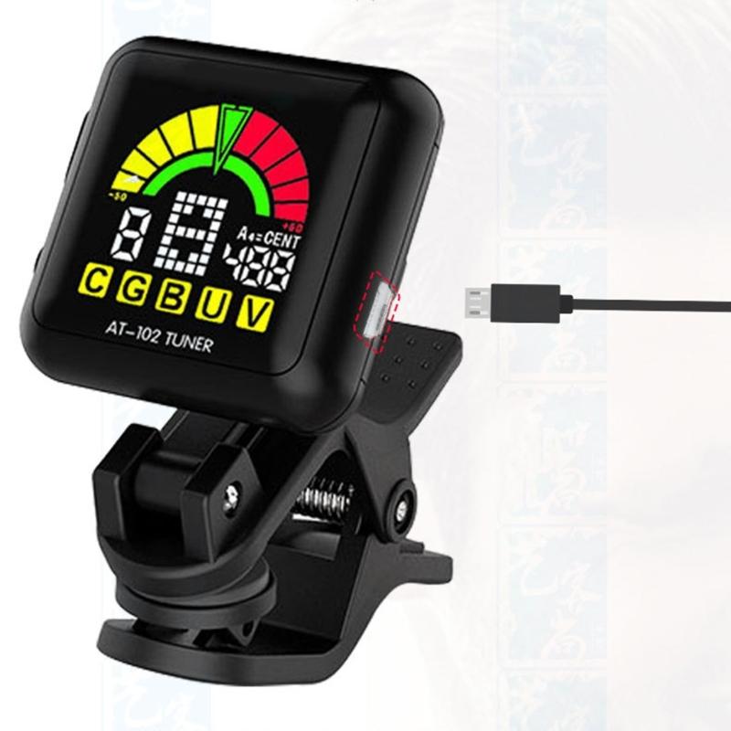 Rechargeable Clip On Guitar Tuner 360 Degree Rotating Digital Electronic Tuner for Guitar Bass Violin Ukulele Tuner