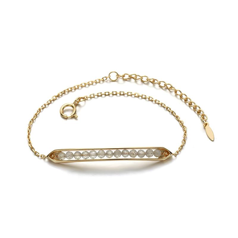 Jewelry Japanese Light Jewelry S925 Silver Natural Strawberry Crystal Labradorite Simple Commuter Pea Bracelet New Style