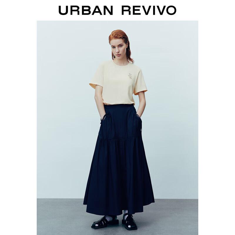 UR 2025 Spring Women s Casual A-Line Midi Skirt XS