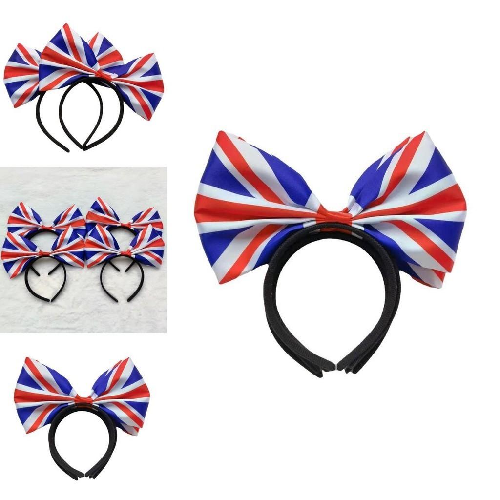 Eye-catching Union Jack Hairband Alice Headband With Large Bow Tie For Patriotic Celebrations