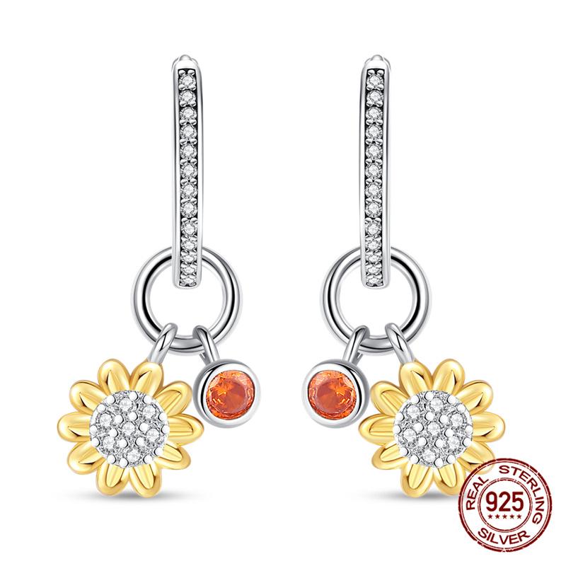Original 100% S925 Silver Sunflower K Gold Pendant Earrings Iris Earrings Ladies Birthday Anniversary Gift