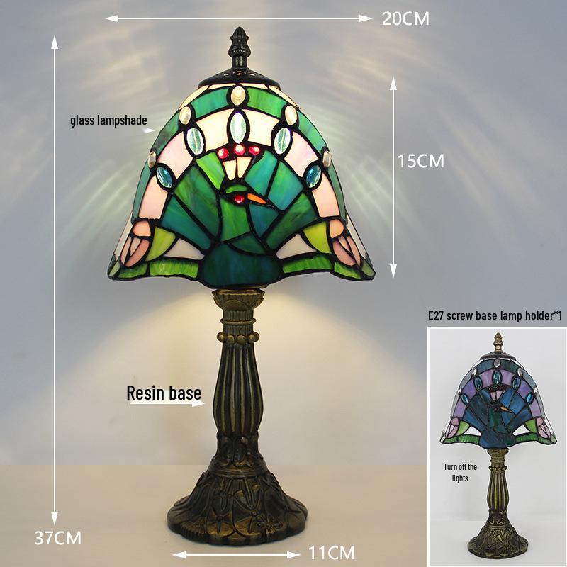 Tiffany Vintage Stained Glass Table Lamp for Bedside or Cafe