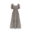 Plus Size  Summer Country Style Gingham V-Neck Puff Sleeve High Waist Tiered Cake Dress Casual Summer Dress