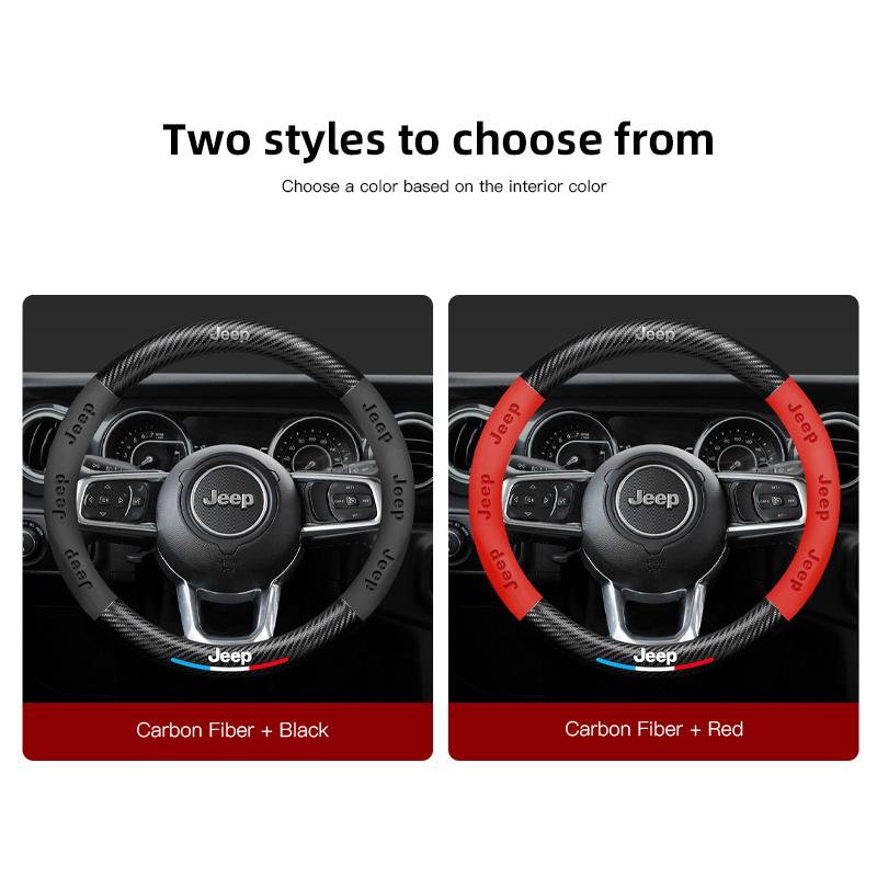 Carbon fiber Leathe Car Steering Wheel Cover For Jeep Grand Cherokee Wrangler JK Gladiator Compass Renegade Patriot Liberty Trai AJY1