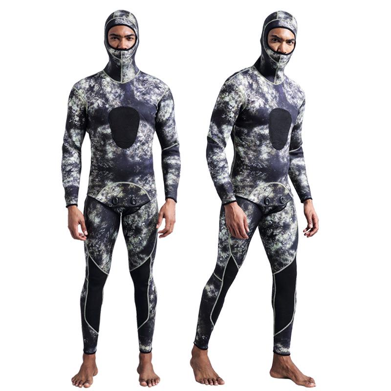 Camouflage Snorkeling & Spearfishing Wetsuit Set - 1.5/3/5MM for Cold Water Protection