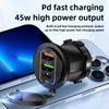 USB Car Charger Socket 45W PD Fast Charging Port 12V 24V Waterproof for Phone Motorcycle Boat Truck