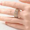 Luxury Inlaid White CZ Women's Ring Retro Two Color Geometry Daily Wear Party Jewelry Anniversary Gift