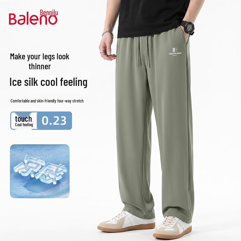 Baleno Men's Summer Ice Silk Wide-Leg Casual Pants