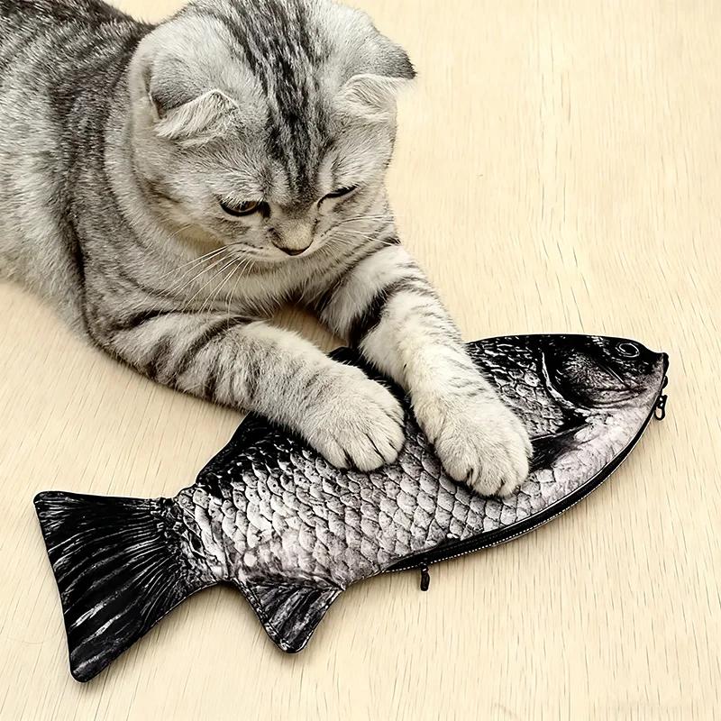 Realistic Fish Shape Pencil Bag Carp Pen Case With Zipper Makeup Pouch Back To School Stationery Organizer