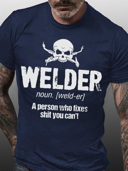 Unisexs Funny Welder Definition Fixes Shit Text Letters Casual Cotton Tshirt