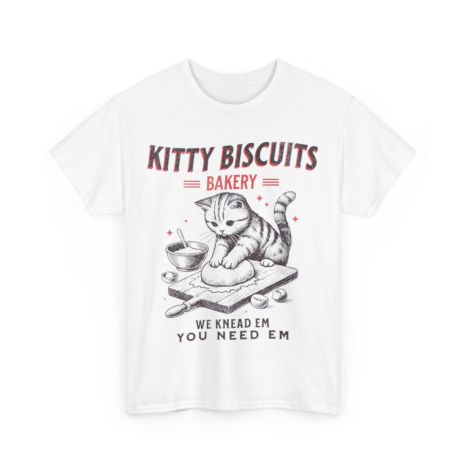 Cat Baking T-Shirt Mens Womens Tees Top, Kitty Biscuits We Knead Em You Need Em Funny Shirt S
