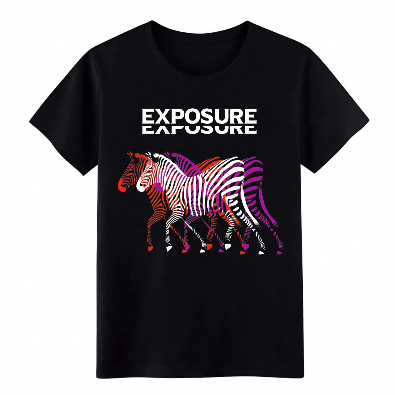 

Футболка EXPOSURE с принтом зебры | Цветной дизайн с животными | Унисекс, повседневная рубашка 4XL