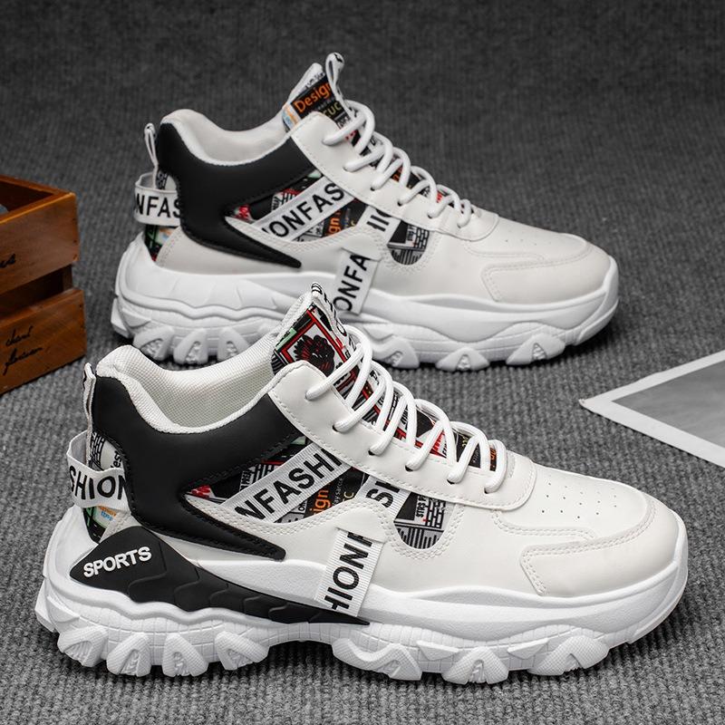 Autumn Men's Shoes New High-top Shoes Men's Sports Shoes Trendy Versatile Thick-soled Heightening Casual Running Shoes