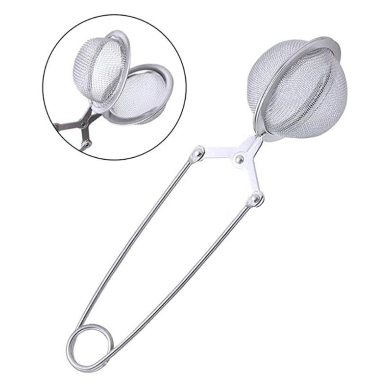 4pcs Rustproof Teas Filter Ball Stainless Steels Easy to Open Close Clip Kitchen Teas Mesh Infuser Strainer with Handle