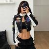 Womens Slim Fit Biker Style Baseball Jacket Stand Collar Zip-Up Casual Outerwear Streetwear