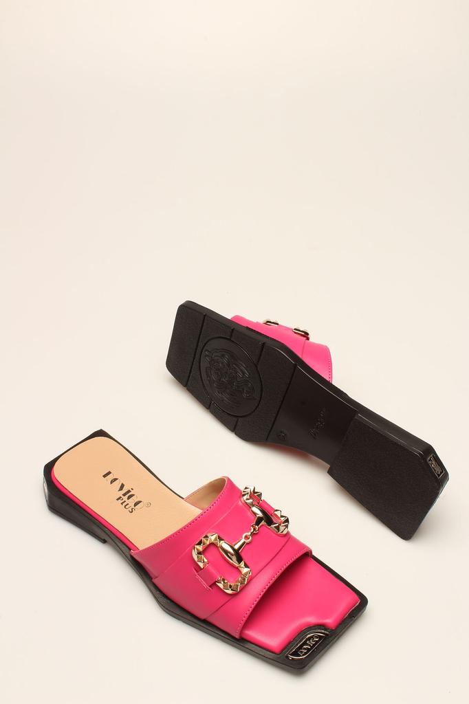 Fuchsia Skin Buckle Women's Slippers
