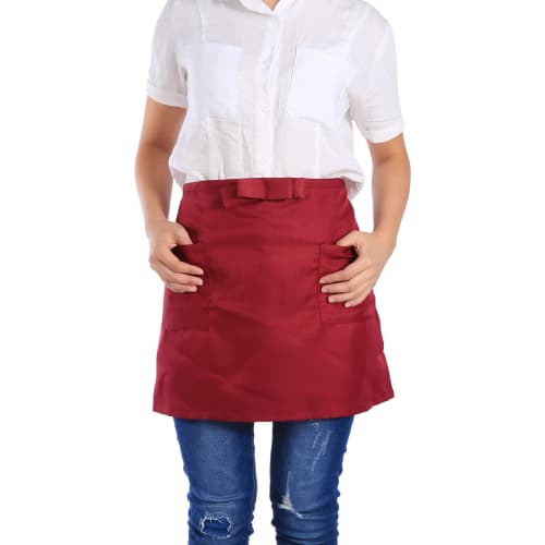 Short Apron, Sommelier Apron, Water-Repellent, Large Capacity, with Pockets, Short Length, Solid Color, Professional Use, Unisex, for Hairdressers, Nu