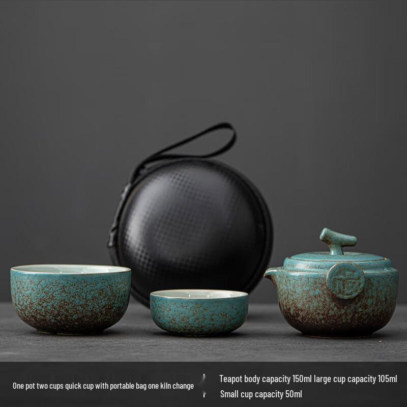 

DH Portable Travel Tea Set One Pot, Two Cups