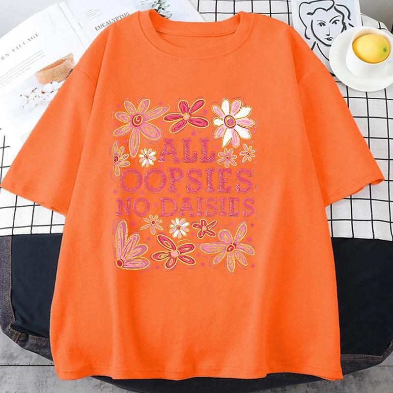 Футболка с принтом 'All Oopsies No Daisies' для женщин и мужчин, повседневная, с круглым вырезом, летняя, футболка про ментальное здоровье, смешные ретро-футболки с цветами