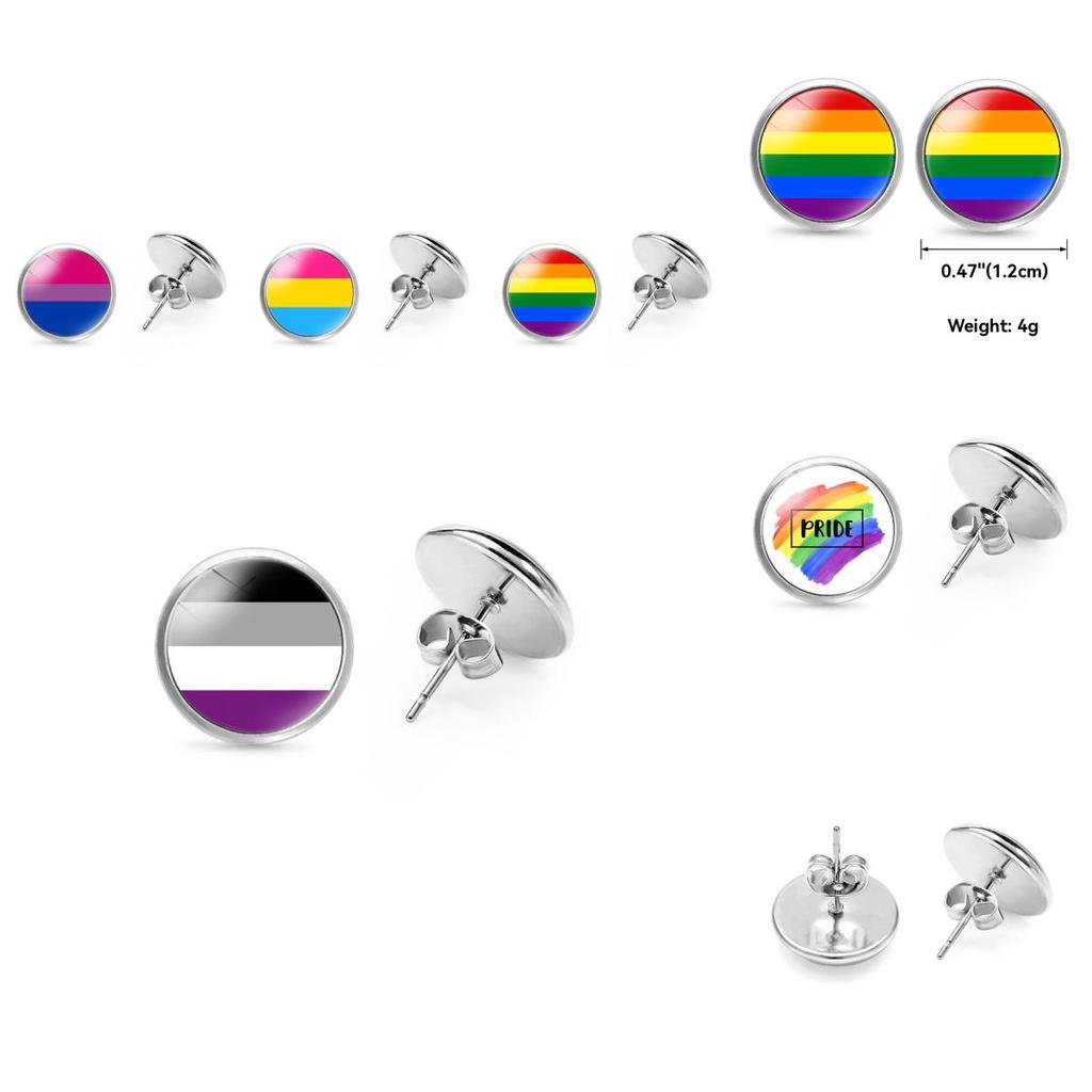 Elegant Rainbow Flag Theme Metal Stud Earrings Simple And Stylish Design 2022