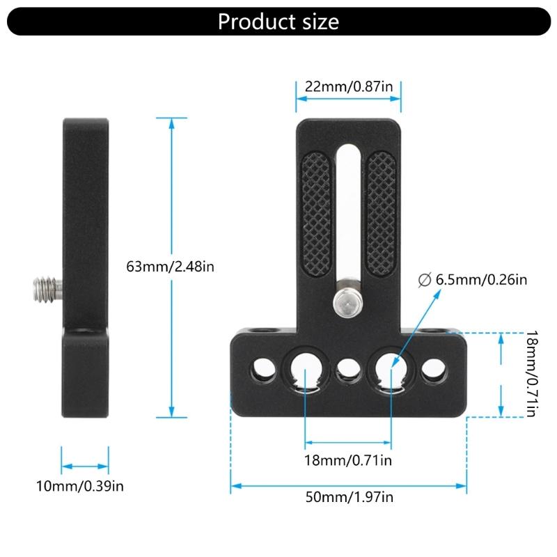 Quick Install Multiple Hole Camera Mounting Plate For DSLR Monitors Aluminum Baseplate With 1/4" Screw Holes