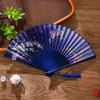Traditional Chinese Sle Hand Fan Women's Qipao Dance Fan Portable Summer Small Foldable Fan Silk Material Bamboo Frame