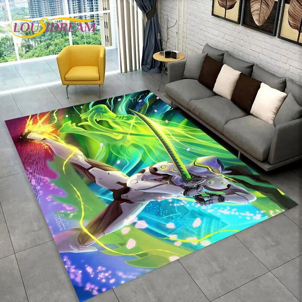 Overwatch Game Gamer DVA  Area Rug,Carpet Rug for Home Living Room Children's Bedroom Sofa Doormat Decor,kids Non-slip Floor Mat