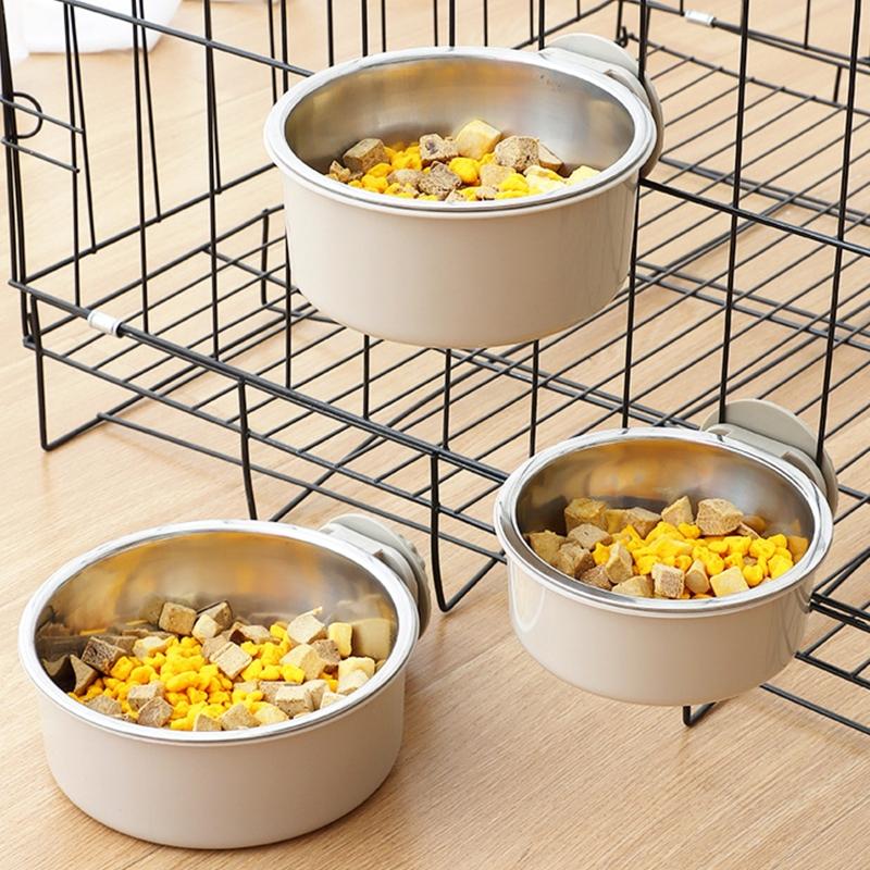 Langlebiger Edelstahl Haustier Hundenapf Futterspender Hängendes Anti-Rutsch-Design Katzen Hundenäpfe Futterzubehör Haustierbedarf
