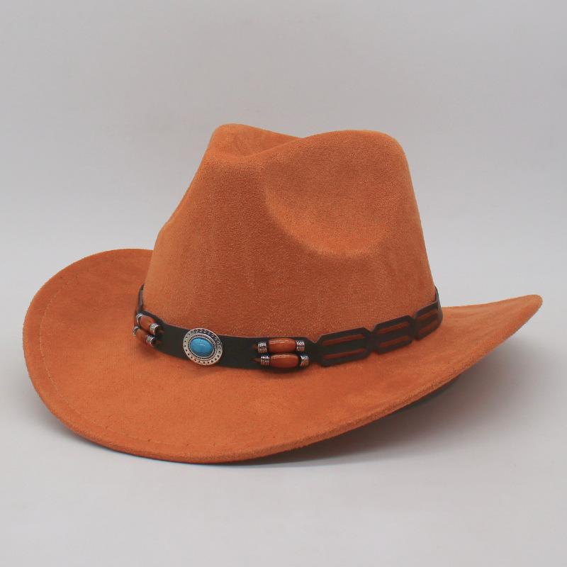 

Cross-Border New Western Cowboy Hat Suede Jazz Top Hat Men And Women S Ethnic Style Autumn And Winter Felt Hat Big Eaves Hat One size fits all (56-60cm)