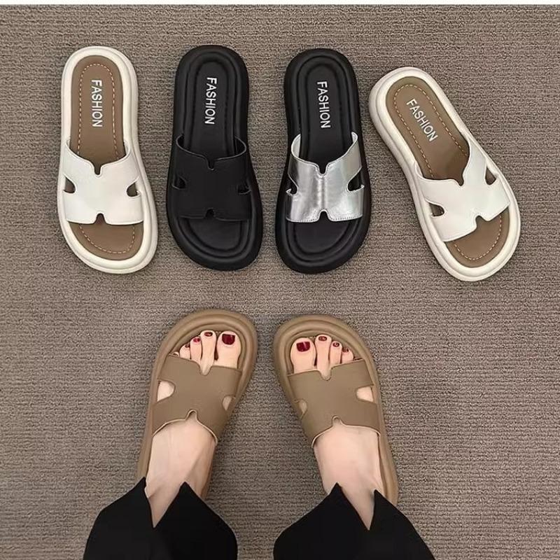 Silver platform cool slippers women's summer wear new with skirt beach sandals women's versatile one-word drag