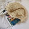 Summer Round Straw Bag For Women Vacation Woven Beach Bag Large Capacity Shoulder Bag Simple Shopping Handbag Tote Sac