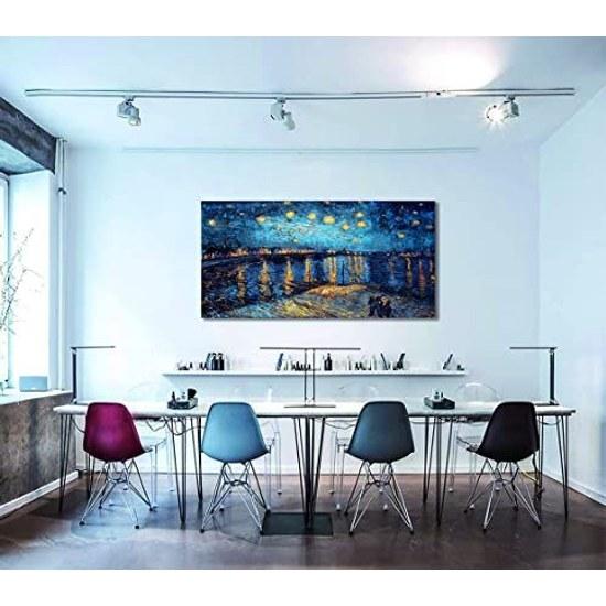 Painting Starry Night Gogh Poster Decorative Art Reproduction Canvas Room Decoration Wall Hanging Sofa Background Framed Finished Product (40x80cm