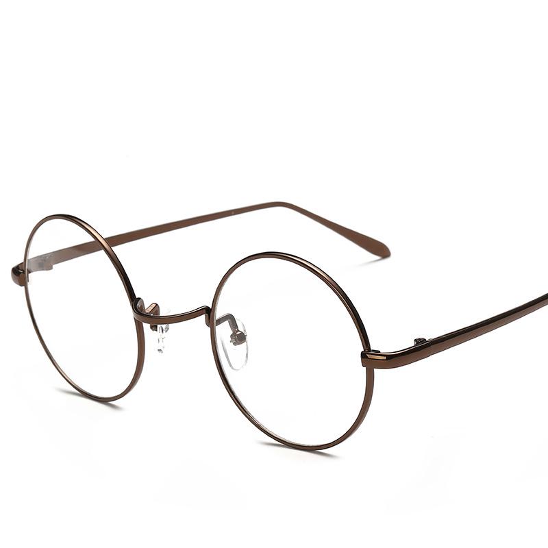 Retro Round Eyeglass Frames: Trendy Korean Style for Men & Women, Full-Rim Metal Design, Ideal for Myopia or Decorative Use.