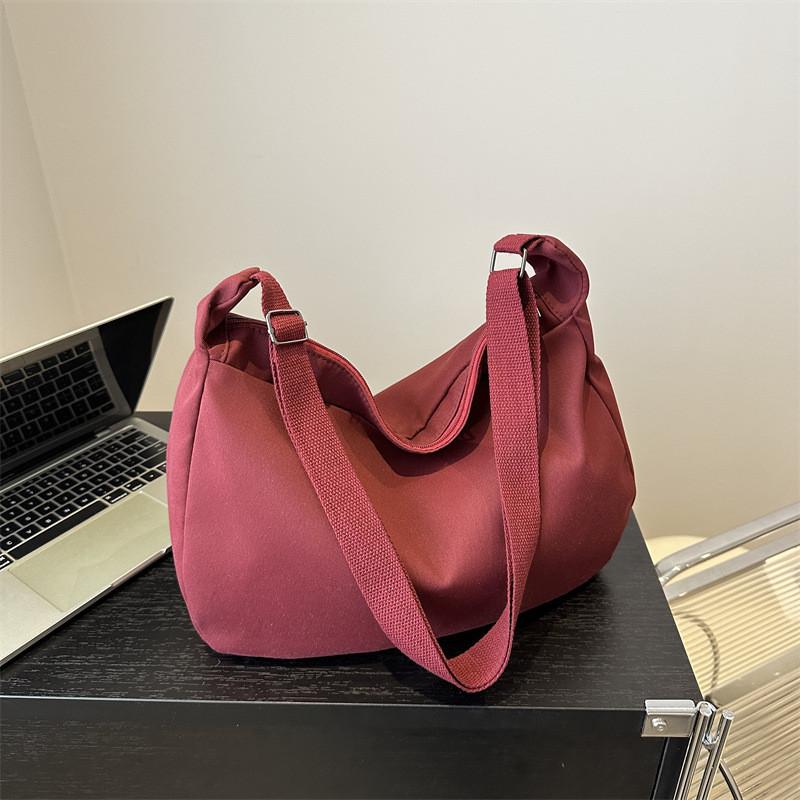 Korean Style Casual Lazy Wind Bag 2024 New Simple Large Capacity Canvas Bag Solid Color Single Shoulder Diagonal Female Bag