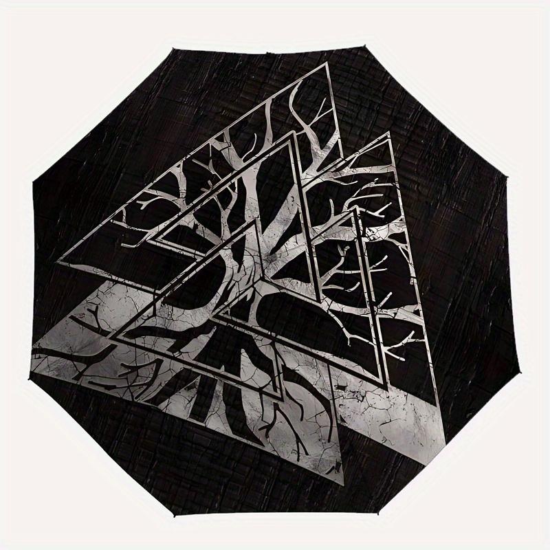 "Tree of Life Triangles Decor"Umbrella, Portable 3-Fold Compact Umbrella for Men & Women ES60