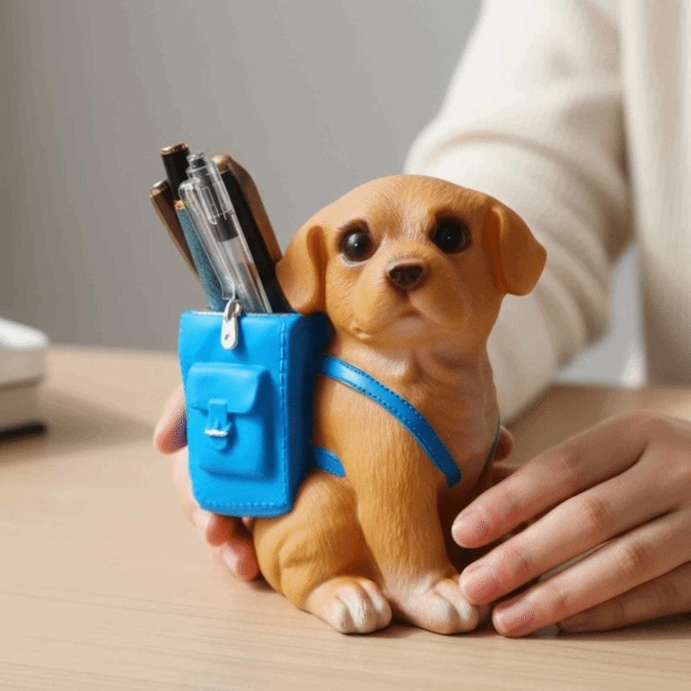 Waterproof Puppy Backpack Pen Holder Creative Stationery Storage Box Dog-Shaped Pencil Cup  Boys