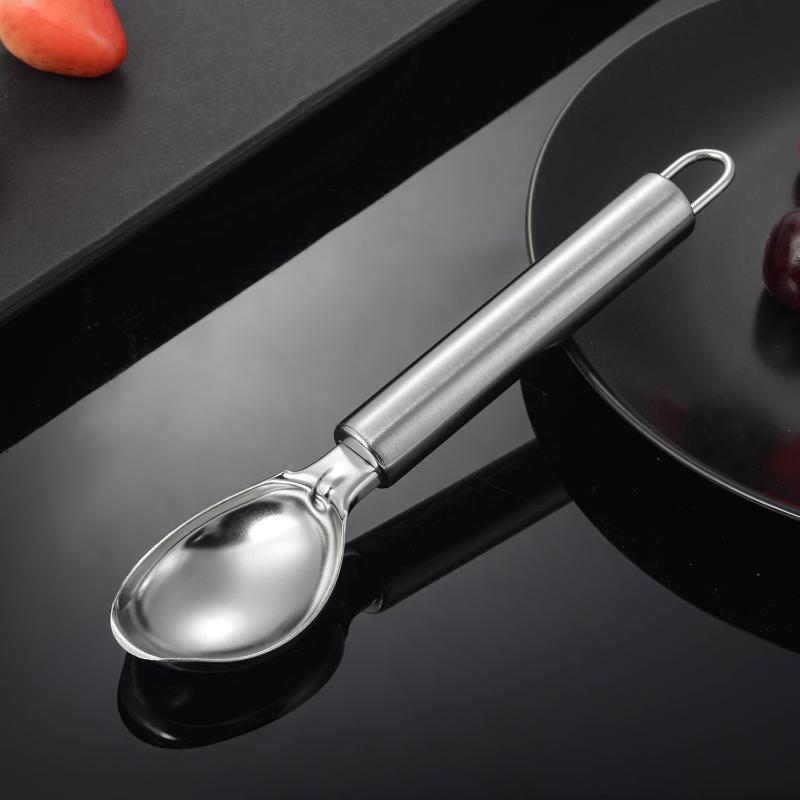 1Pcs Stainless Steel Ice Cream Scoop Long Handle Rust Proof Surface Perfect For Home Kitchen Dessert And Fruit Scooping
