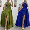 Irregular Long Dress European and American Sexy Sleeveless Pure Color Asymmetrical Maxi Dress Formal Dress for Women