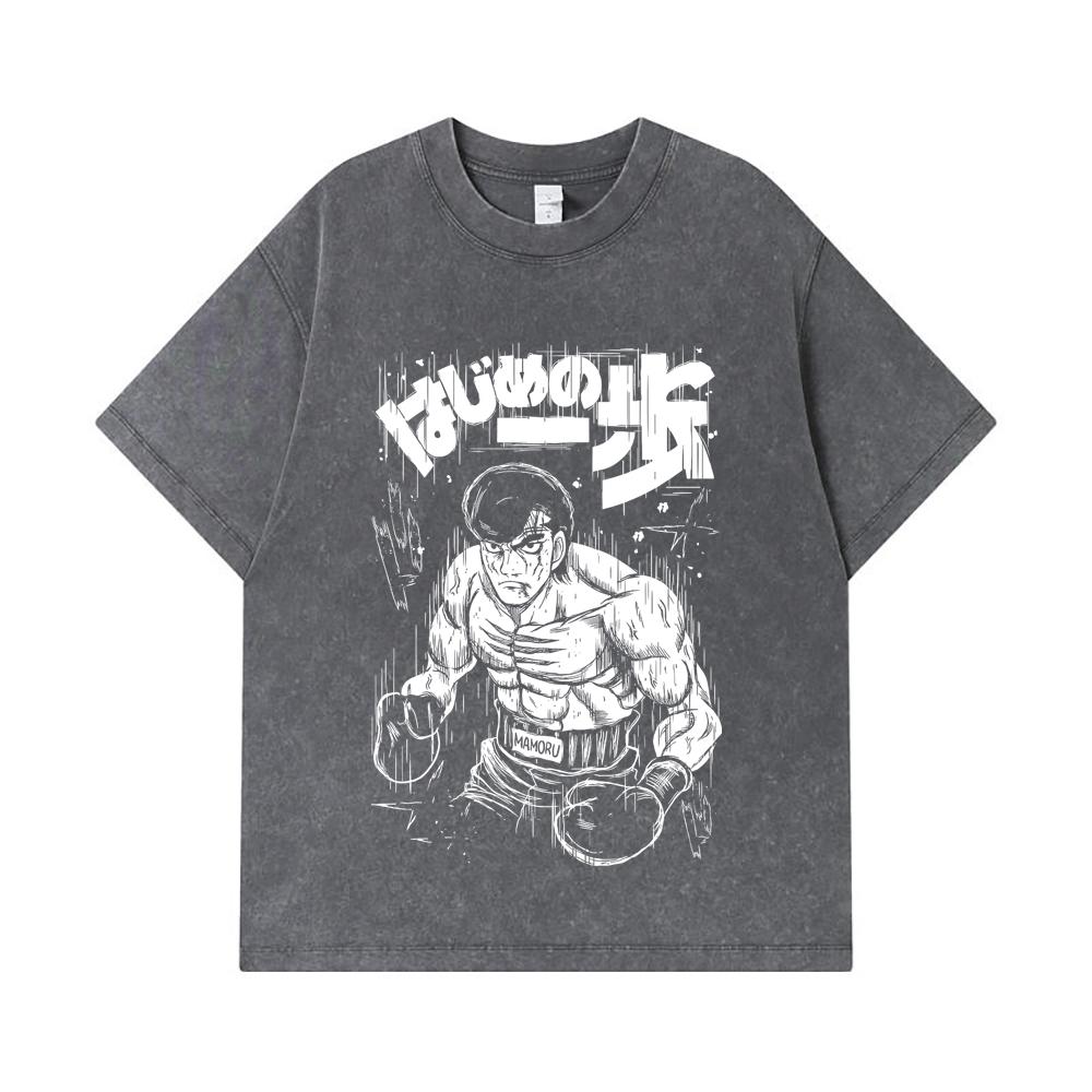 275 GSM Washed T-shirts 100% Cotton Hajime No Ippo V6 Mamoru Print Unisex Heavy Cotton T Shirt