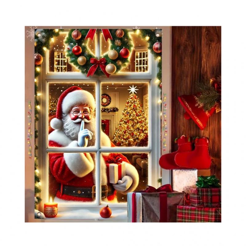 Mysterious Santa Claus Wall Stickers: Self-Adhesive Holiday Decor