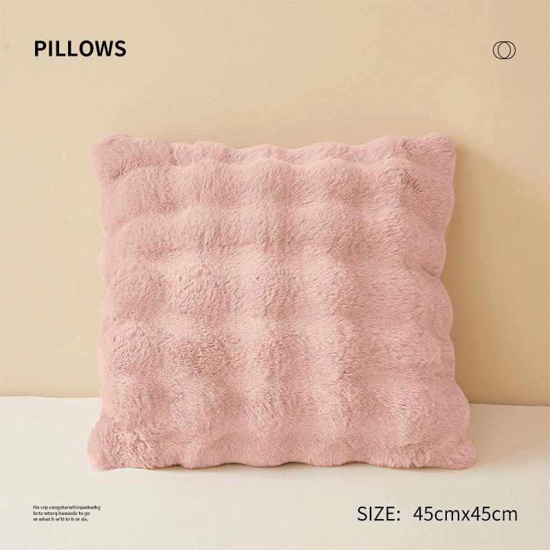 1pcs Faux Fur Solid Color 3D Soft Warm Plush Throw Pillow Covers For Living Room Sofa Bedroom Home Room Decor