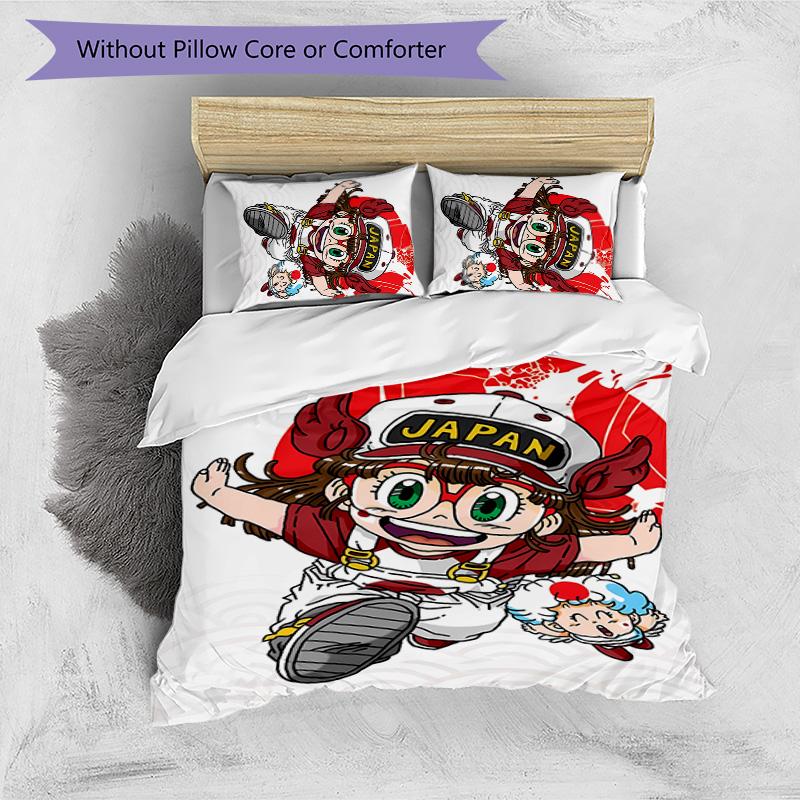 3pcs Arale pattern bedding set duvet cover set includes duvet cover &pillowcases,perfect all season bedroom decoration&gift