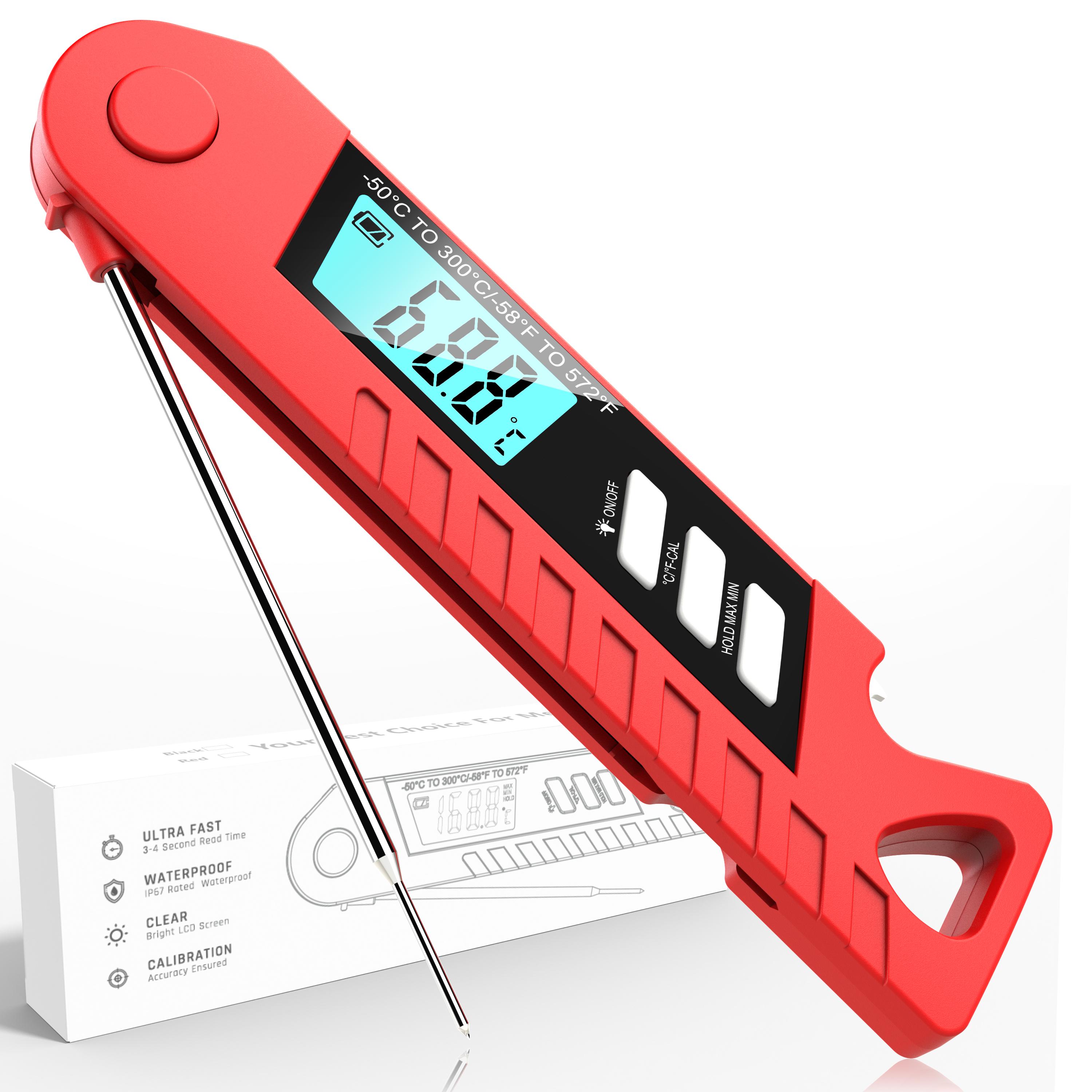 

Цифровой термометр для мяса, молока, духовки, цифровой термометр для приготовления пищи с барбекю, водонепроницаемый кухонный инструмент для приготовления пищи красный