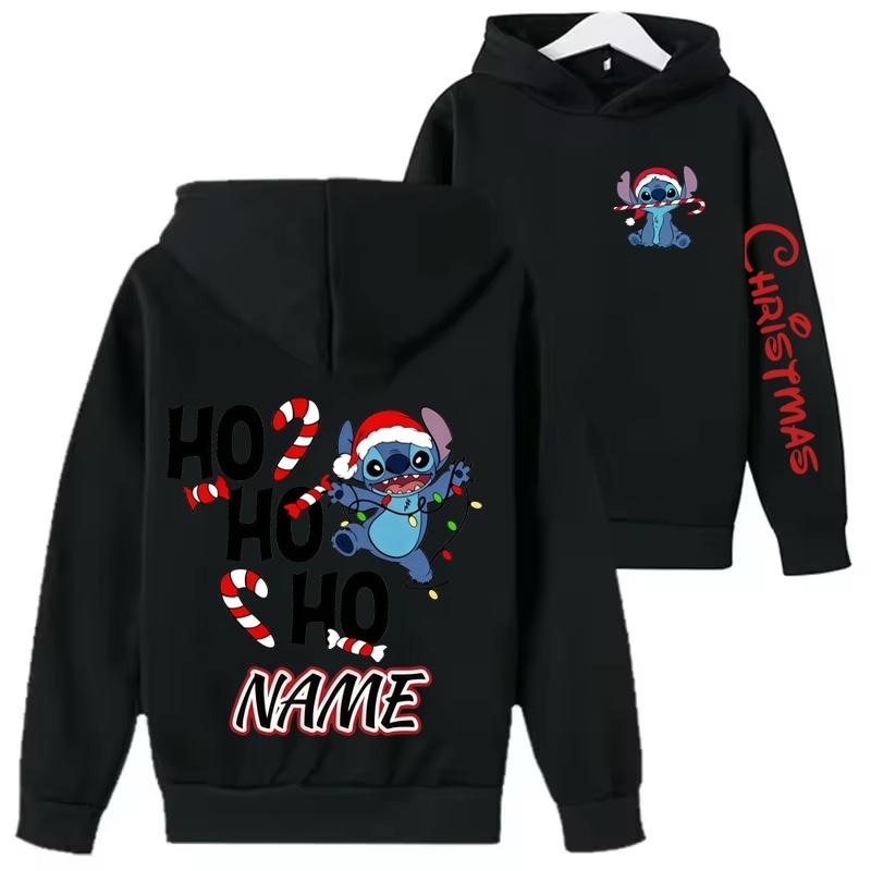 Classic Fun Stitch Christmas Hoodie Autumn Winter Boys and Girls Outdoor Warm Hooded Pullover